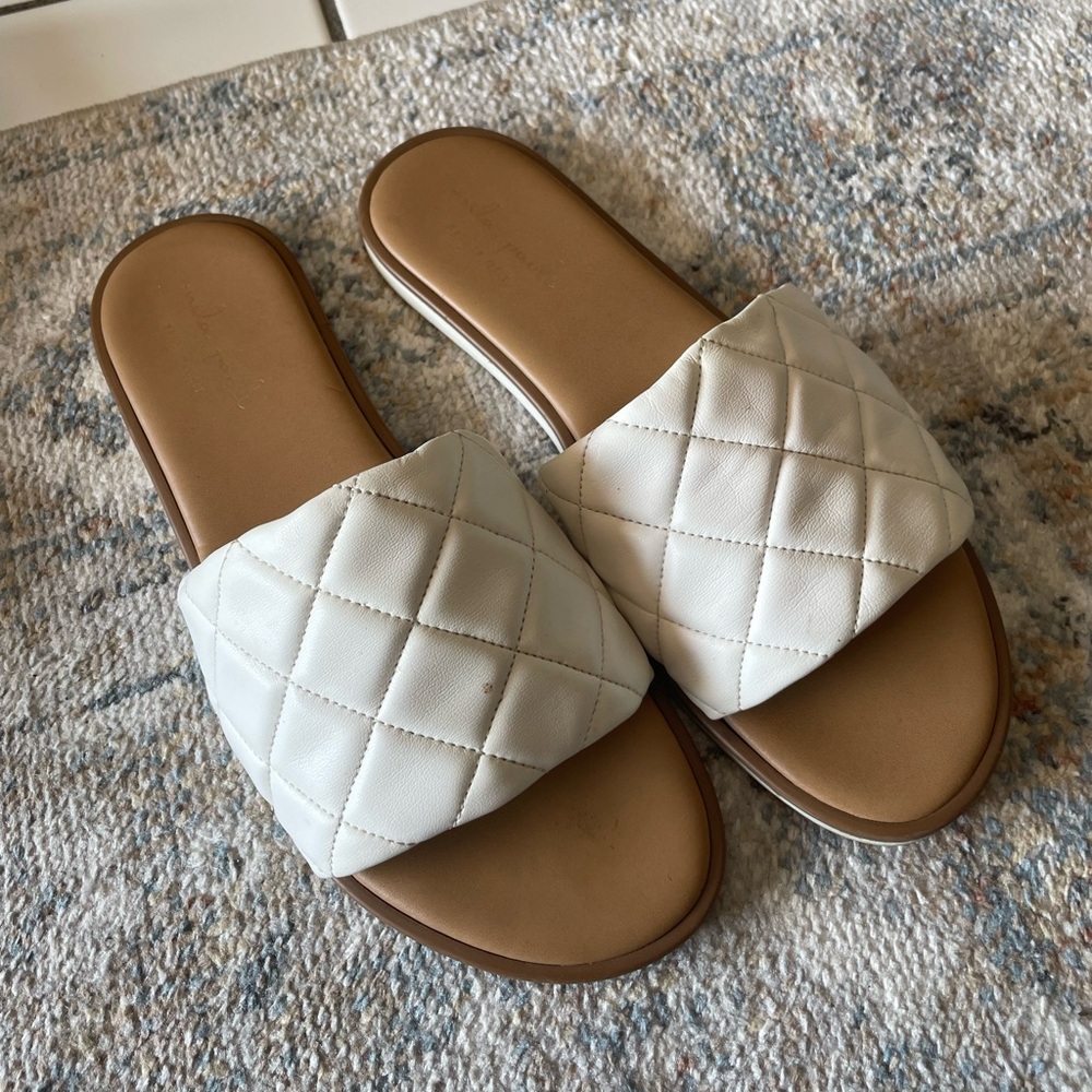 Elegant White Quilted Slide Sandals